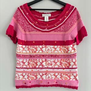 Y2K Susan Bristol Hand Embroidered Sweater Multi Color Knit Top